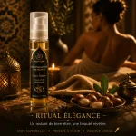 Huile d’Argan Pure Flacon Laura Source Élégance ArganDrip — ambiance luxe naturel marocain