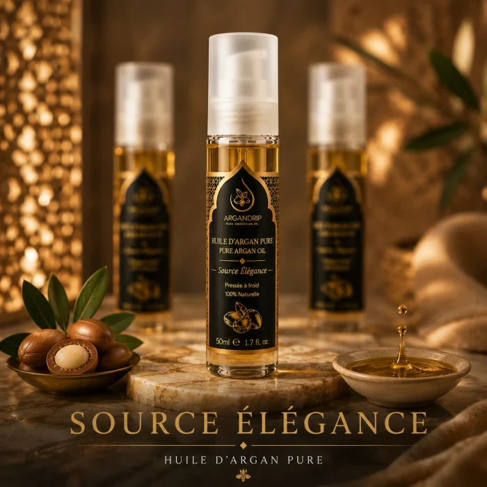 Gamme Huile d’Argan Pure Source Élégance ArganDrip — flacons premium naturels marocains