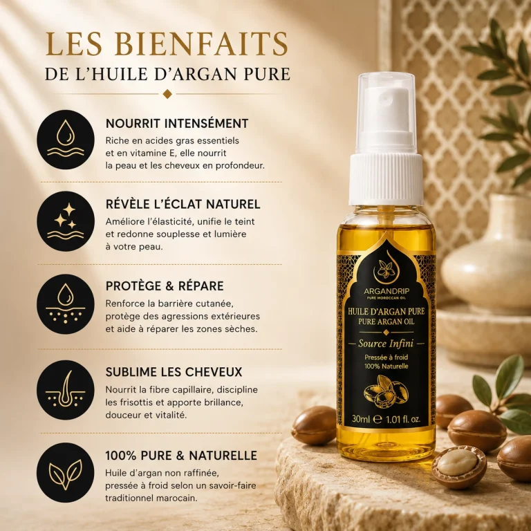 Huile d’Argan Pure Source Infini ArganDrip — nutrition visage cheveux corps