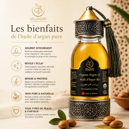 Huile d’Argan Pure Artisanale Source Héritage — nutrition intense visage cheveux corps