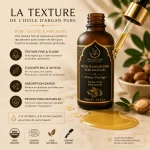 Huile d’Argan Pure Pipette Source Prestige — texture fine dorée non grasse