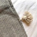 Couverture-Losange-à-Pompons-en-laine Couverture Losange à Pompons en laine