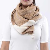 Écharpe-tissée-à-la-main-100%-coton-beige Écharpe Beige