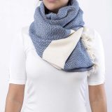 Écharpe-tissée-à-la-main-100%-coton-bleu Écharpe Bleu