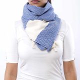 Écharpe-tissée-à-la-main-100%-coton-bleu-clair Écharpe Bleu Clair