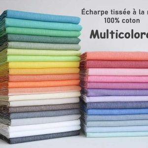 Écharpe tissée à la main 100% coton multicolore