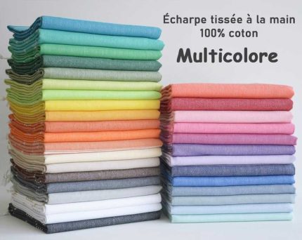 Écharpe tissée à la main 100% coton multicolore