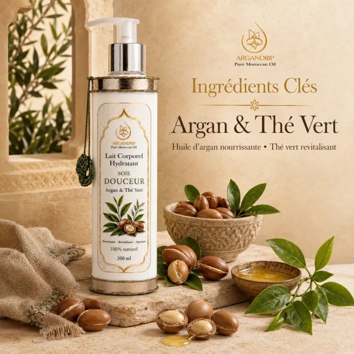 Lait corporel Soie Douceur Argan & Thé Vert ArganDrip — huile d’argan et thé vert