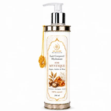 Lait corporel Soie Mystique Argan Ambre & Musc ArganDrip — soin corps enveloppant 200ml