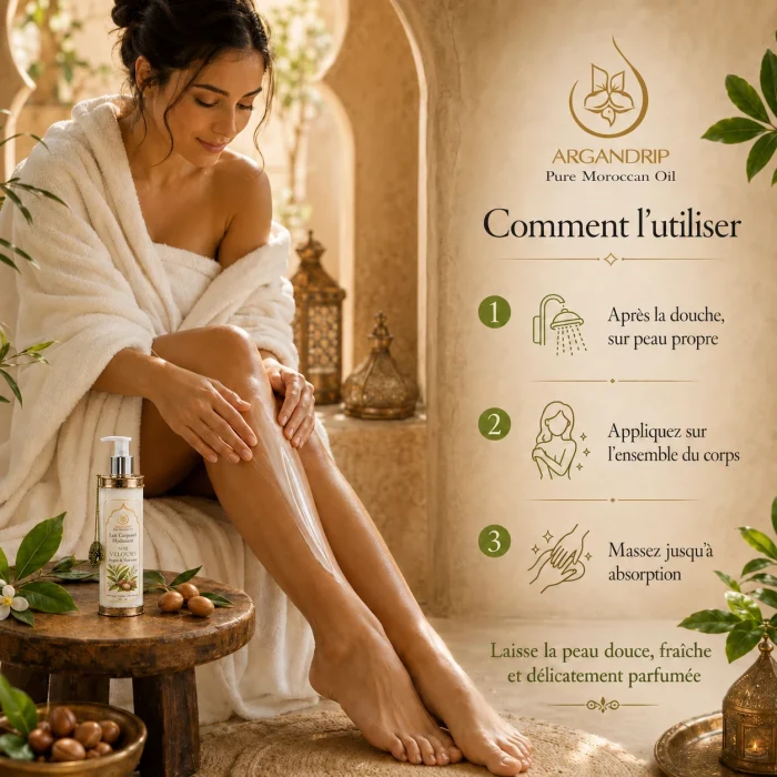 Lait corporel Soie Velours Argan & Verveine ArganDrip — rituel corps après la douche