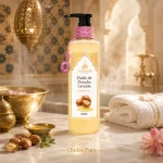 Huile de douche lavante Ondée Pure ArganDrip — ambiance hammam marocain doré