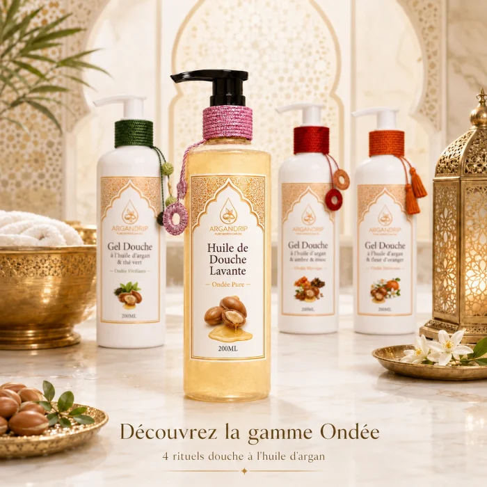 Huile de douche lavante Ondée Pure ArganDrip — gamme Ondée à l’huile d’argan