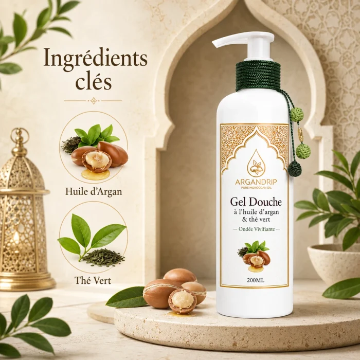 Gel douche Ondée Vivifiante ArganDrip — huile d’argan et thé vert
