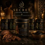 Gamme Secret ArganDrip avec Savon Noir au Chocolat Secret Indulge au premier plan