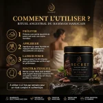 Utilisation du Savon Noir au Chocolat Secret Indulge ArganDrip avant le gommage traditionnel