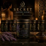 Gamme Secret ArganDrip avec Savon Noir à la Lavande Secret Serene au premier plan