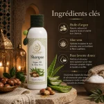 Ingrédients clés du shampoing ArganDrip à l’huile d’argan, aloe vera et base lavante douce