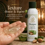 Texture douce et légère du shampoing ArganDrip à l’huile d’argan et aloe vera