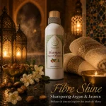 Shampoing ArganDrip Fibre Shine en ambiance hammam marocain premium