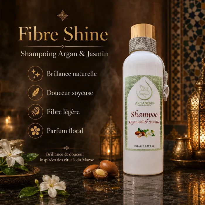 Bienfaits du shampoing ArganDrip Fibre Shine à l’huile d’argan et jasmin