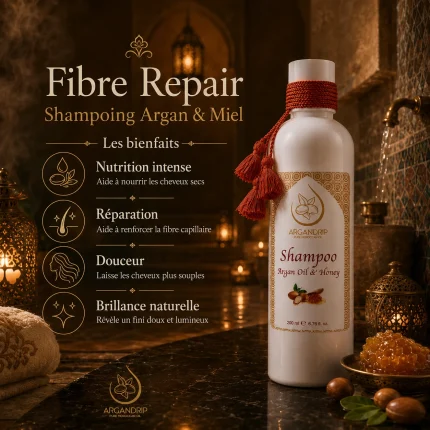 Bienfaits du shampoing ArganDrip Fibre Repair à l’huile d’argan et miel