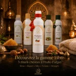 Gamme Fibre ArganDrip avec shampoing à l’huile d’argan et miel au premier plan