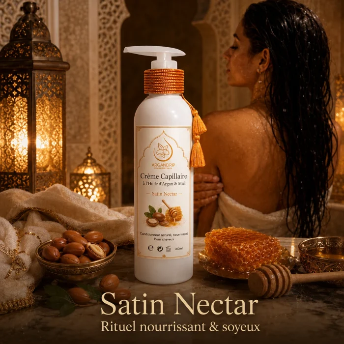 Rituel capillaire marocain Satin Nectar à l’huile d’argan et au miel