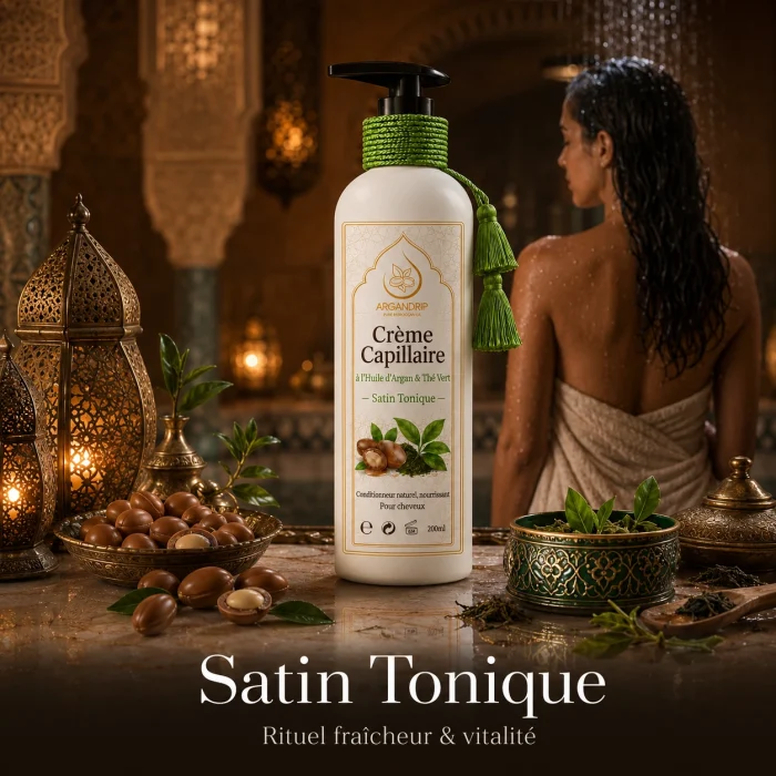 Rituel capillaire marocain Satin Tonique à l’huile d’argan et au thé vert