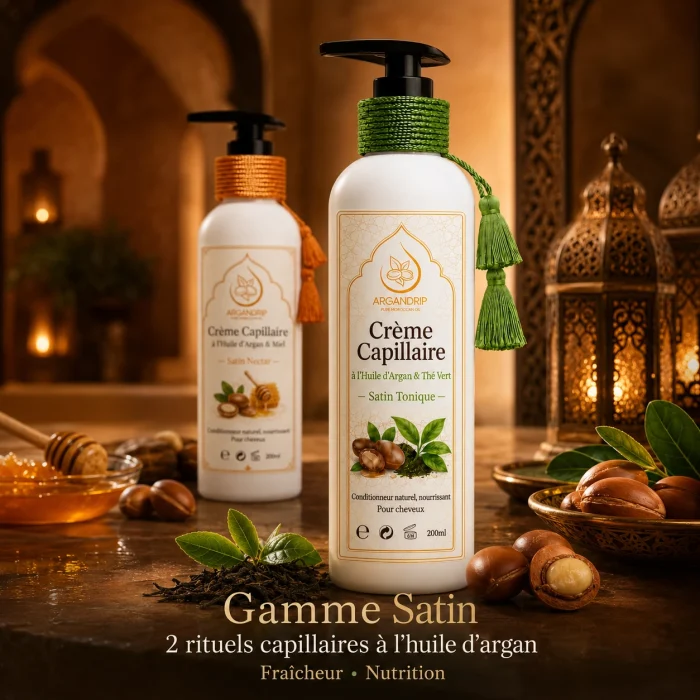 Gamme Satin ArganDrip — crème capillaire argan et thé vert Satin Tonique