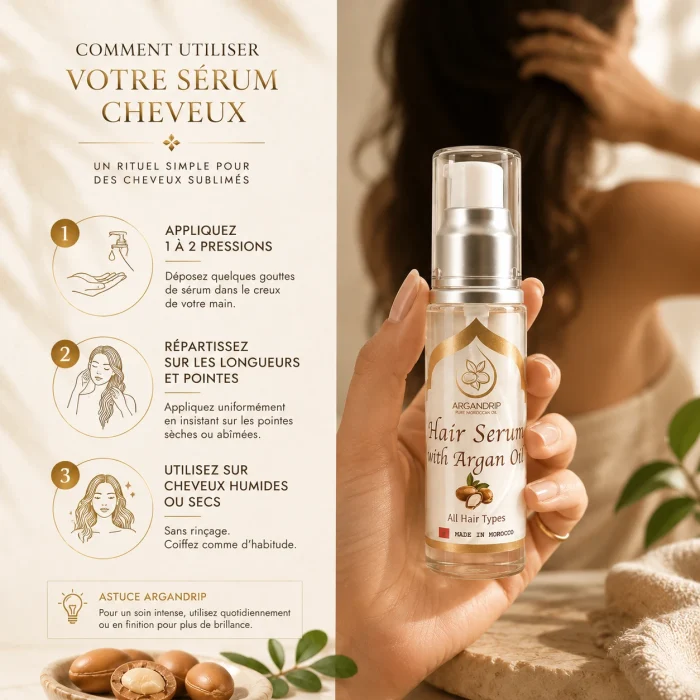 Huile d’Argan Pure Source Élégance ArganDrip — rituel beauté multi-usages