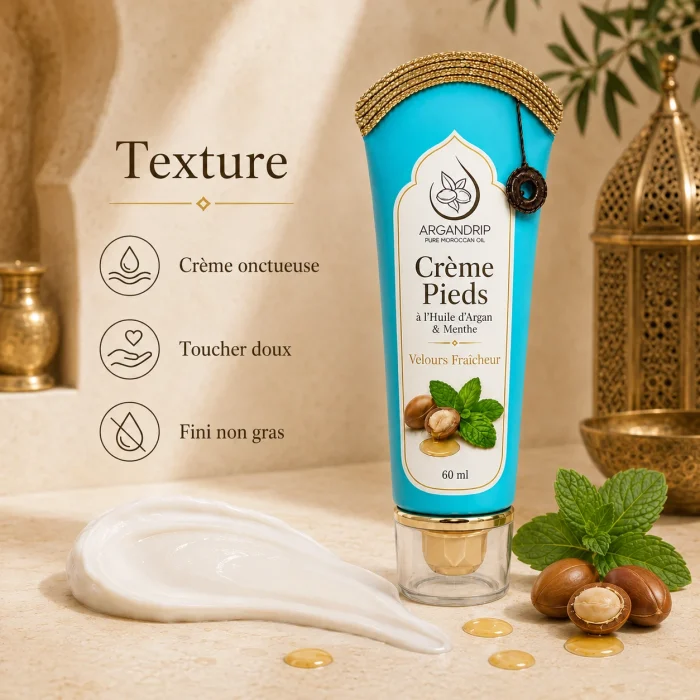 Texture onctueuse et non grasse de la Crème Pieds Velours Fraîcheur