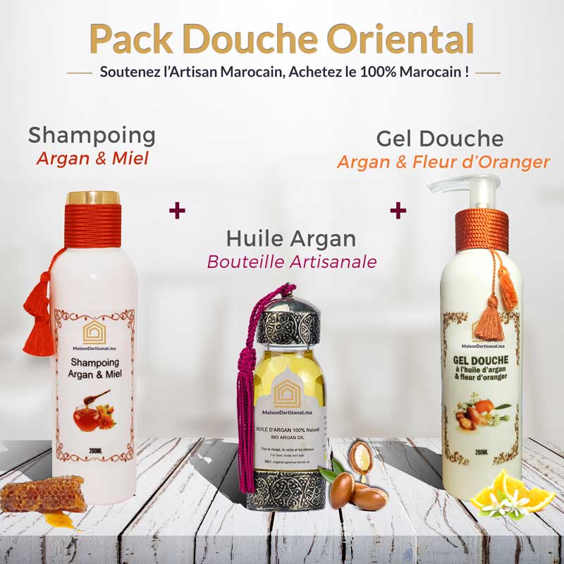 Pack-Douche-Oriental-Argan,-Miel-&-fleur-d'Oranger Pack Douche Oriental Argan, Miel & fleur d'Oranger