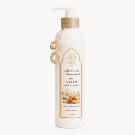 Lait éclaircissant Soie Satin Derma White et Huile d’Argan ArganDrip — soin corps uniformisant 200 ml